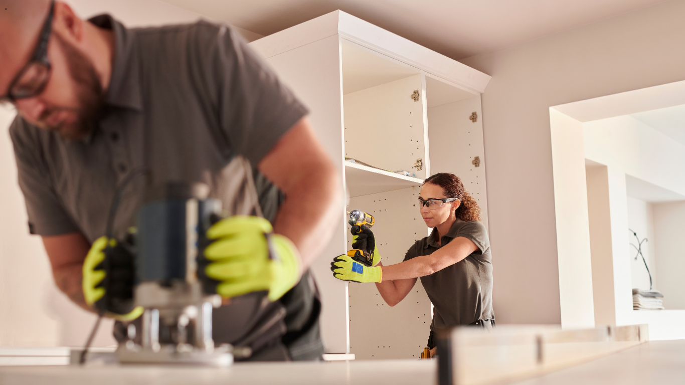 Installer at work in a kitchen