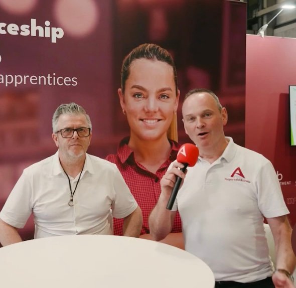 Mark Conacher and Simon Acres recording their Movers & Shakers apprenticeship interview at InstallerSHOW