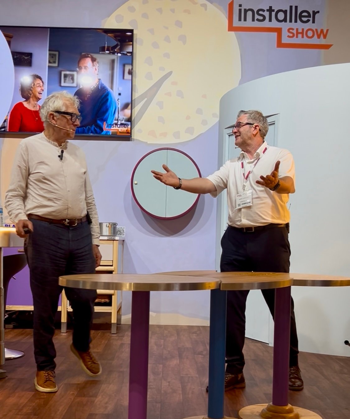 Mark Conacher in conversation with kitchen designer Johnny Grey on stage at InstallerSHOW